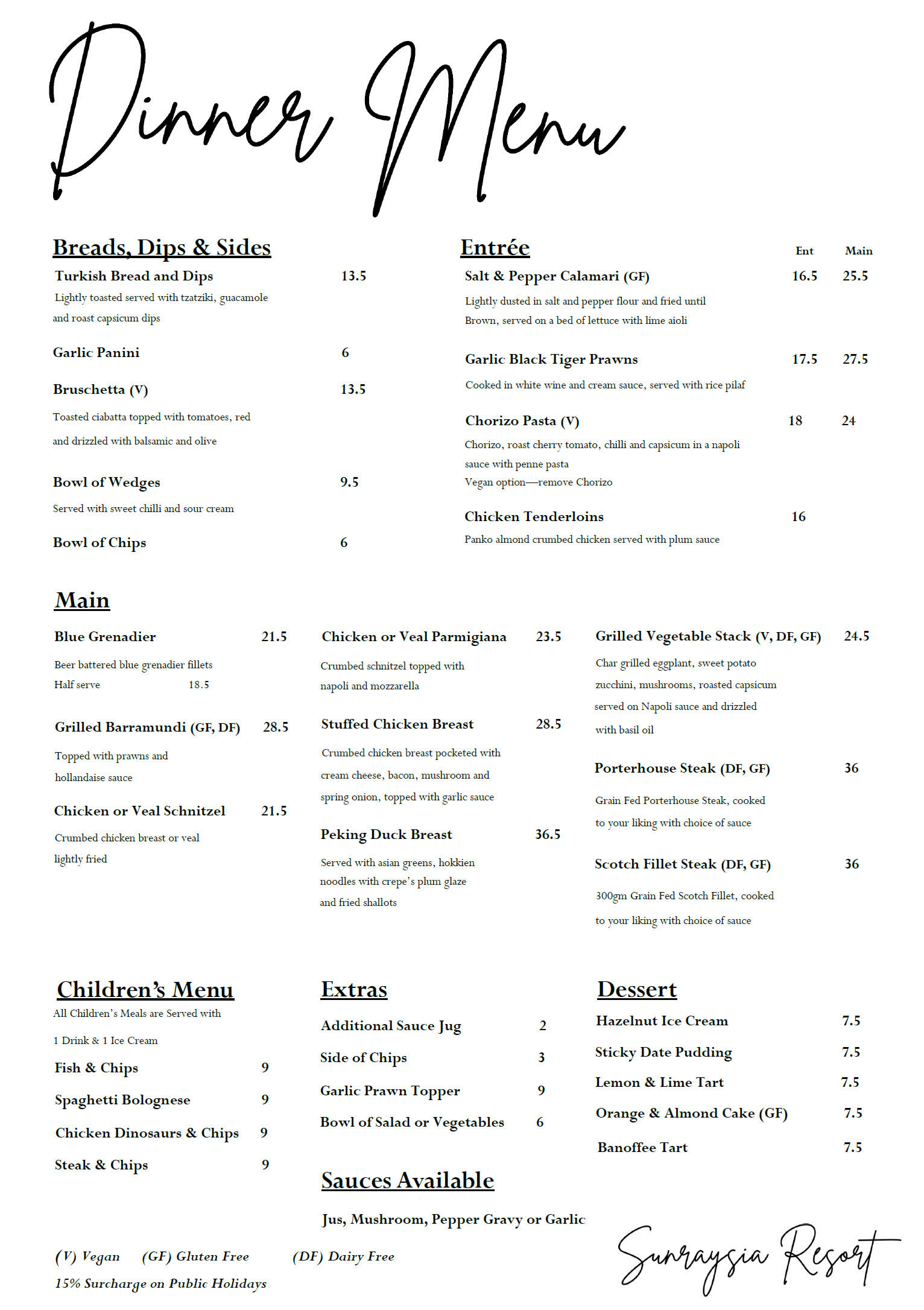 sunraysia-resort-hideaway-restaurant-menu